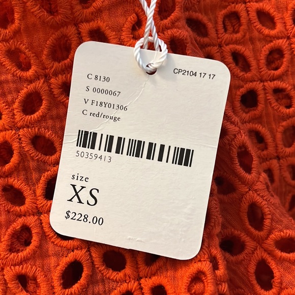 NWT Free people FP One Caraway Red Orange Eyelet Lace V neck Ruffle Midi Dress - Picture 3 of 5